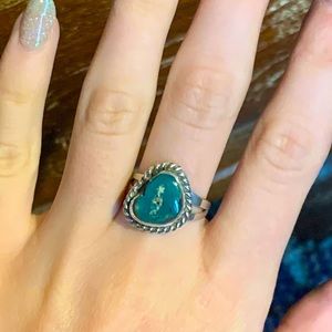 Vintage Fox Turquoise Sterling Silver Ring